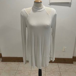 White Free People Cold Shoulder Sweater